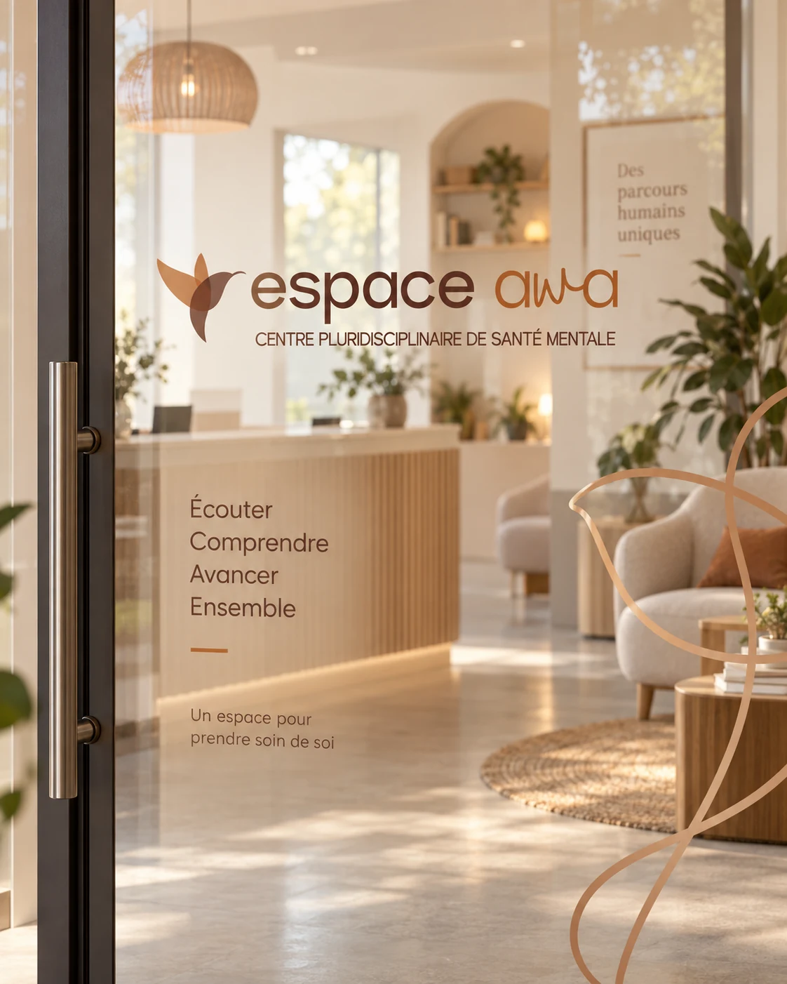 Univers visuel créé pour Espace AWA