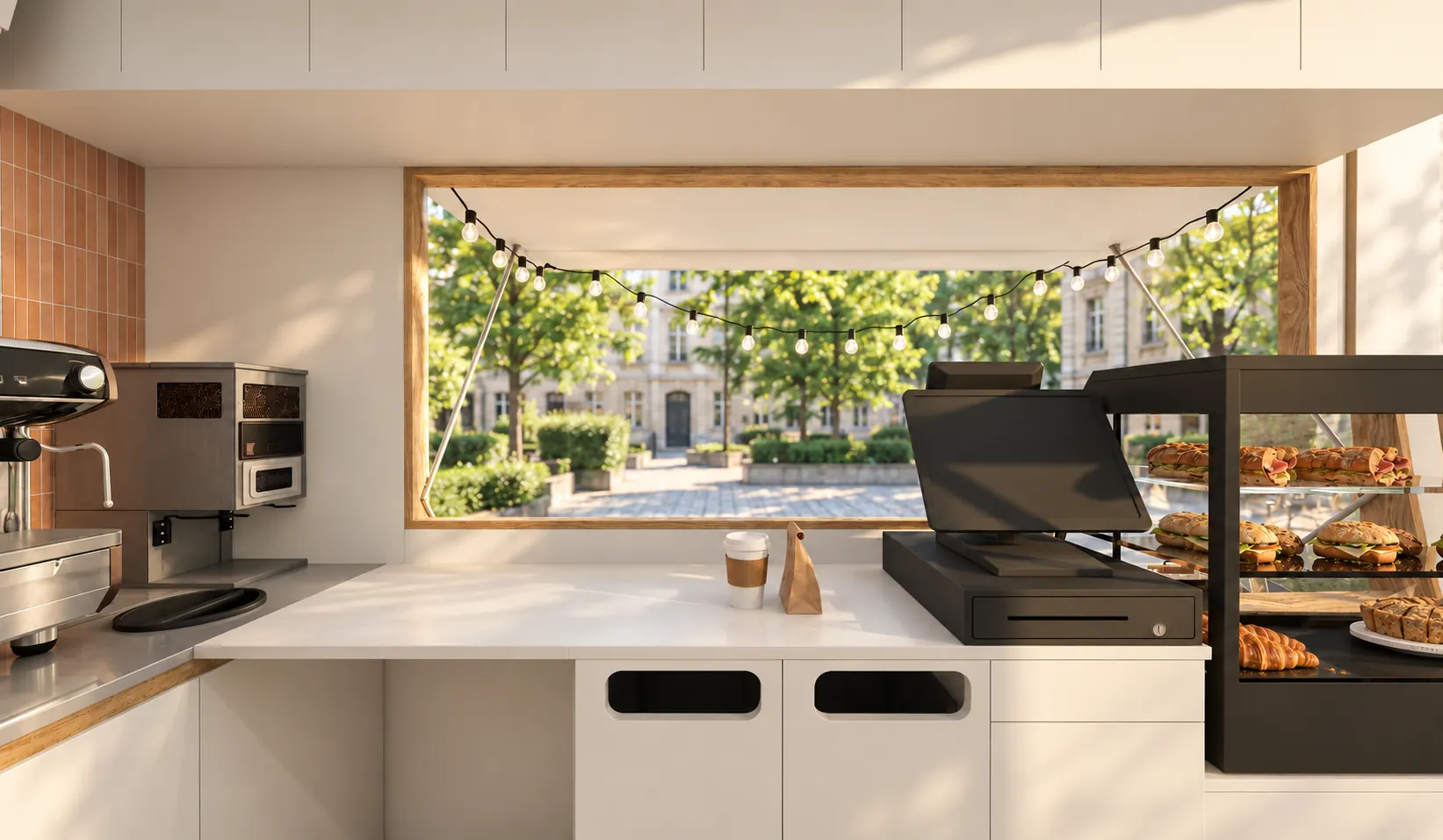 Projection 3D : Ouverture de service et comptoir du coffee truck Georgie